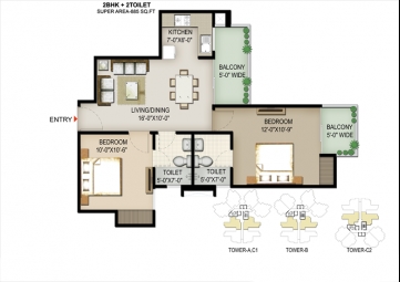 2 BHK Apartment / Flat for Sale in Noida Extension, Greater Noida